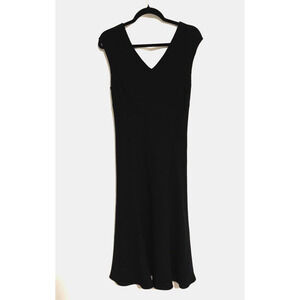 Ralph Lauren LRL Dress 8 Black Midi Bodycon Sleeveless Vneck Lined